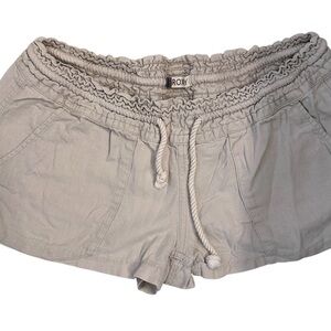 Roxy cream color High Waist Shorts with Elastic Waistband